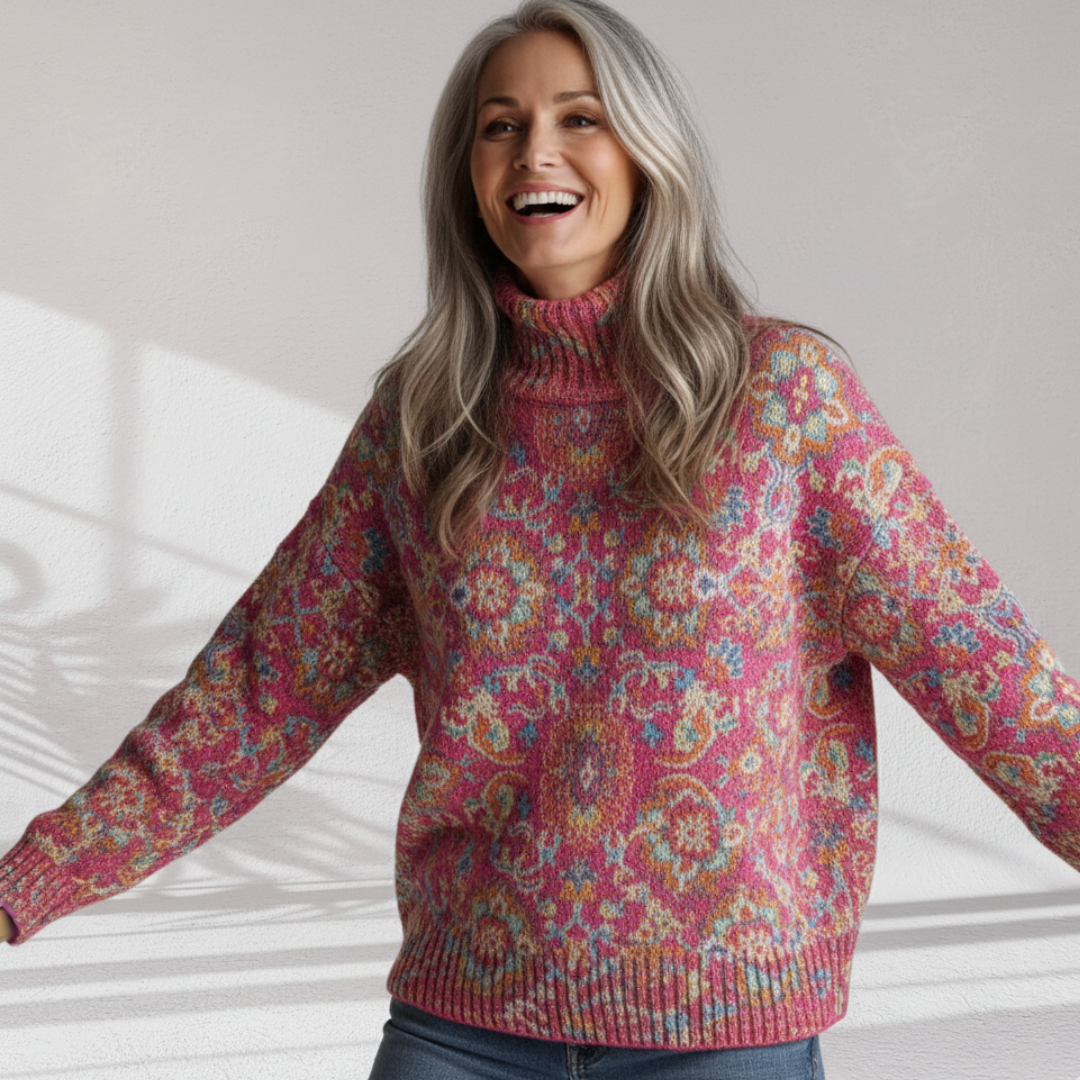 Donna | Floral Knit Turtleneck