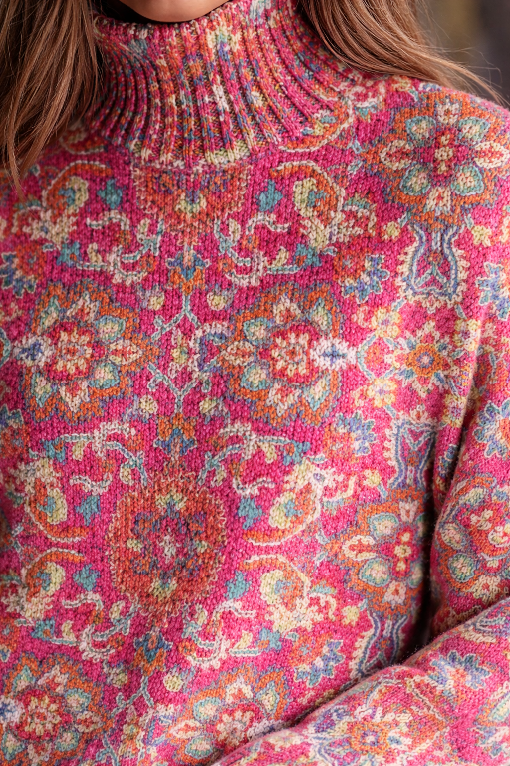 Donna | Floral Knit Turtleneck