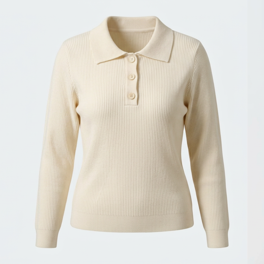 Madeline | Knitted Button-Collar Pullover