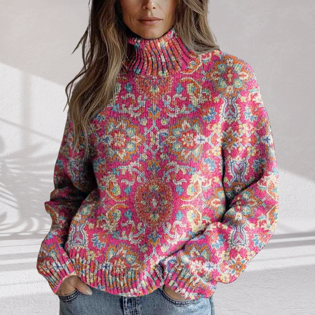 Donna | Floral Knit Turtleneck