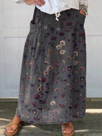 Nerys | Elegant Flower Print Pocket Skirt