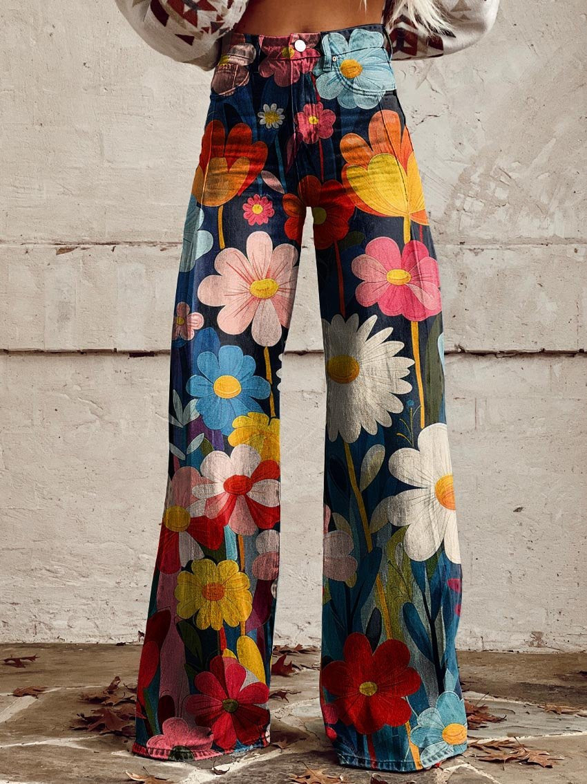 Harper™ | Comfortable Colorful Floral Print Wide Leg Pants