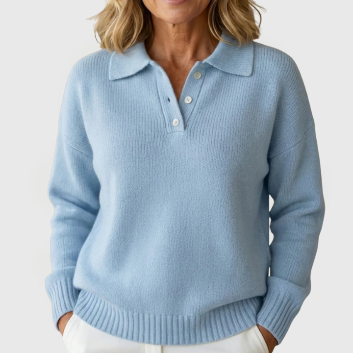 Madeline | Knitted Button-Collar Pullover