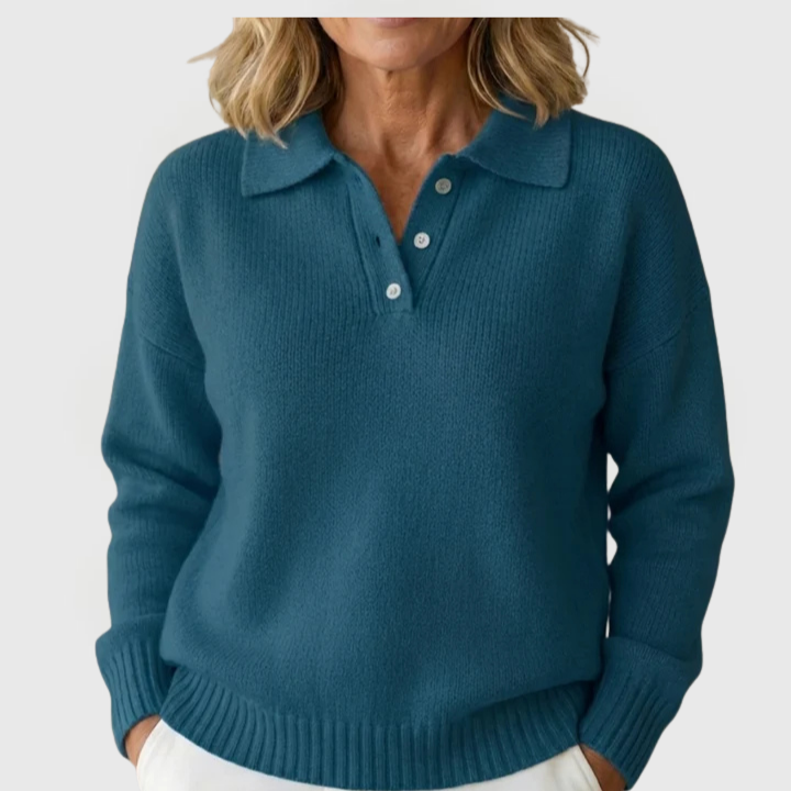 Madeline | Knitted Button-Collar Pullover