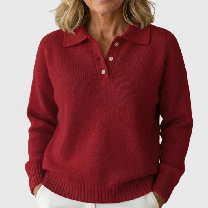 Madeline | Knitted Button-Collar Pullover