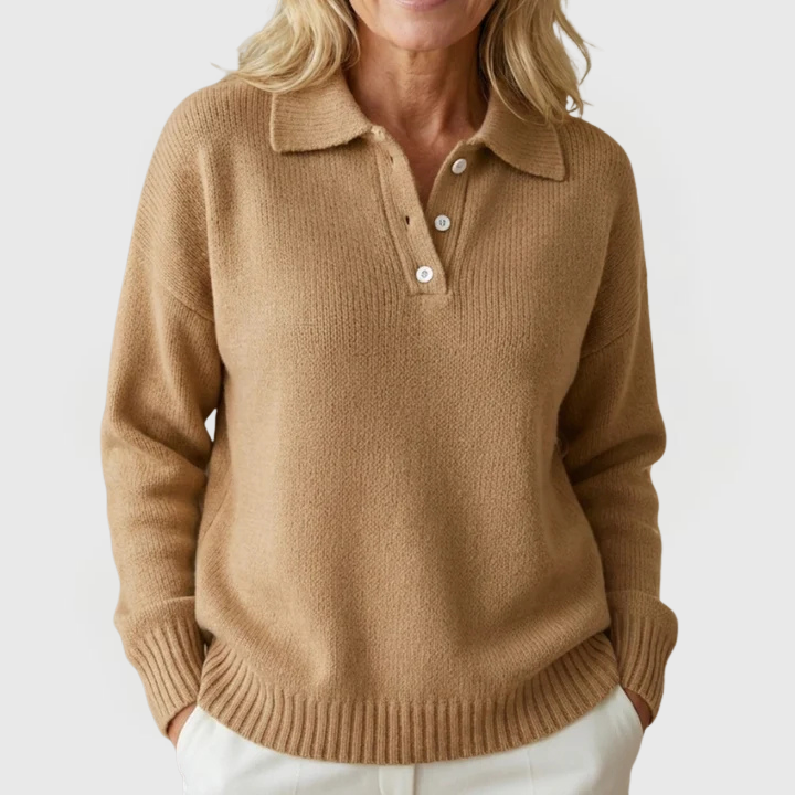 Madeline | Knitted Button-Collar Pullover