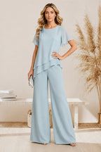 Graceful Layered Wide Leg Pant Suit