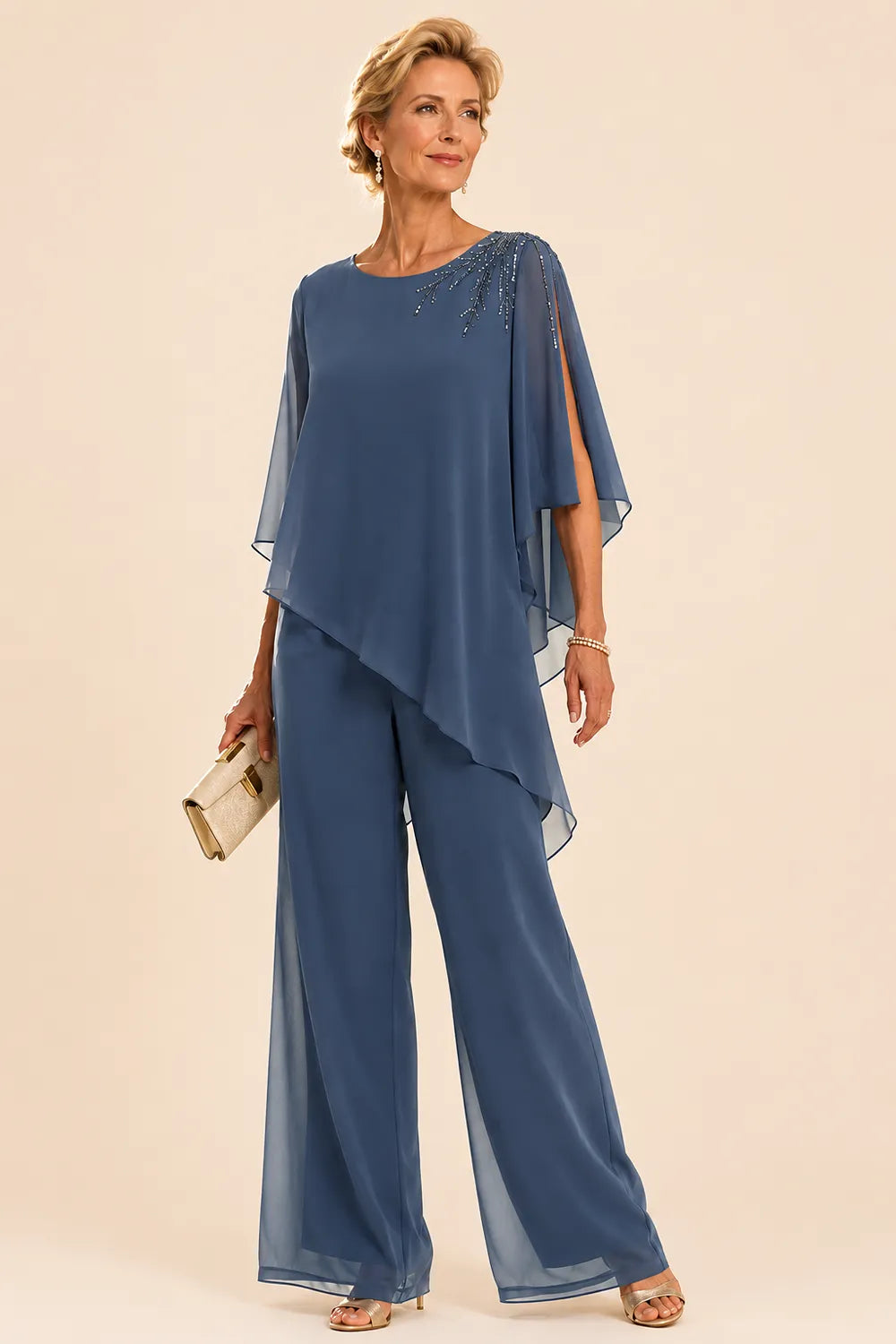 Embellished Chiffon Mother of the Bride Pant Suit