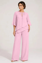 Graceful Keyhole Neck Formal Pant Suit